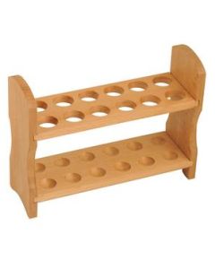 Test Tube Rack, 9 Inch - 12 Tube Capacity - Fits 20mm Test Tubes - Wooden, Beechwood - Eisco Labs