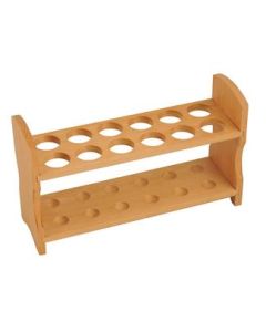 Wooden Test Tube Rack - Accommodates 12 Tubes, up to 28mm - 10.25" Wide - Premium Polished Beech Wood Construction - Eisco Labs