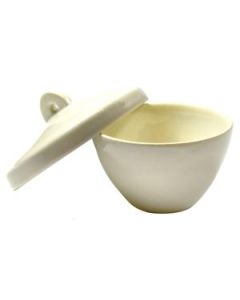 Porcelain Crucible with Lid, 100ml Capacity, Squat - Eisco Labs