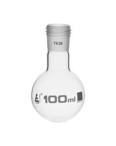 Boiling Flask with 19/26 Joint, 100ml Capacity, Round Bottom, Interchangeable Screw Thread Joint, Borosilicate Glass - Eisco Labs