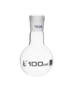 Boiling Flask with 19/26 Joint, 100ml Capacity, Flat Bottom, Interchangeable Screw Thread Joint, Borosilicate Glass - Eisco Labs