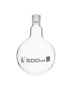 Boiling Flask with 19/26 Joint, 500ml Capacity, Flat Bottom, Interchangeable Screw Thread Joint, Borosilicate Glass - Eisco Labs