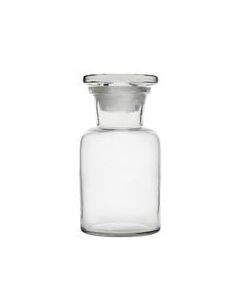 Reagent Bottle, 125ml - Wide Neck - Includes Tight Fitting Glass Stopper - Soda Glass - Eisco Labs