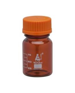 Eisco Labs 100ml Amber Reagent Bottle with Screw Cap and 10ml Graduations