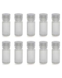Pack of 10 - 4mL Rigid Plastic Reagent Bottle with Narrow Mouth (0.33" ID) and Screw Cap - Polypropylene - Eisco Labs