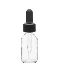 Dropping Bottle, 30ml (1oz) - Transparent Soda Glass - Screw Cap with Glass Dropper & Rubber Bulb - Eisco Labs