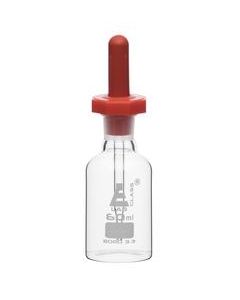 Dropping Bottle, 60ml (2oz) - Borosilicate 3.3 Glass - Eye Dropper Pipette and Dust Proof Rubber Bulb - Octagonal, Non-screw Top - Eisco Labs