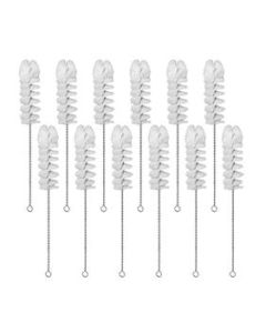 12PK Nylon Cleaning Brushes with Fan-Shaped Ends, 9.25" - Twisted Stainless Steel Wire Handle - Ideal for 0.3" - 0.5" Diameter Tubes, Bottles, Cylinders, Flasks, Straws - Eisco Labs