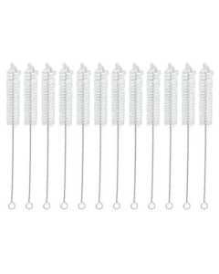 12PK Bristle Cleaning Brushes with Fan-Shaped Ends, 9" - Twisted Stainless Steel Wire Handle - Ideal for 0.6" - 0.8" Diameter Tubes, Bottles, Flasks, Cylinders, Jars, Vases, Cups - Eisco Labs
