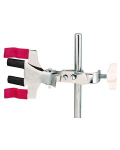 Burette Clamp, with Built in Boss Head - Accommodates Single Burette of up to 20mm Dia. - Die Pressed Sheet Metal, Vinyl Covered Fingers - Eisco Labs (Discontinued)
