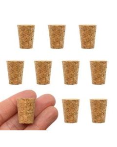 10PK Cork Stoppers, Size #5 - 12mm Bottom, 17mm Top, 22mm Length - Tapered Shape, Natural Bark Material - Great for Household & Laboratory Use - Eisco Labs