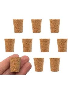 10PK Cork Stoppers, Size #6 - 13mm Bottom, 19mm Top, 24mm Length - Tapered Shape, Natural Bark Material - Great for Household & Laboratory Use - Eisco Labs