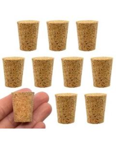10PK Cork Stoppers, Size #8 - 17mm Bottom, 22mm Top, 27mm Length - Tapered Shape, Natural Bark Material - Great for Household & Laboratory Use - Eisco Labs