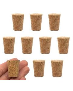 10PK Cork Stoppers, Size #9 - 18mm Bottom, 24mm Top, 29mm Length - Tapered Shape, Natural Bark Material - Great for Household & Laboratory Use - Eisco Labs