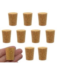 10PK Cork Stoppers, Size #10 - 20mm Bottom, 25mm Top, 31mm Length - Tapered Shape, Natural Bark Material - Great for Household & Laboratory Use - Eisco Labs