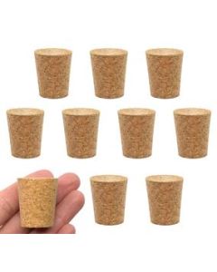 10PK Cork Stoppers, Size #11 - 21mm Bottom, 27mm Top, 31mm Length - Tapered Shape, Natural Bark Material - Great for Household & Laboratory Use - Eisco Labs