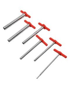 7 Piece Cork Borer Set - Includes 6 Cork Borers and One Steel Ram Rod - Nickel-Plated Brass with Plastic Handles - Useful For Both Rubber Stoppers And Corks - Eisco Labs