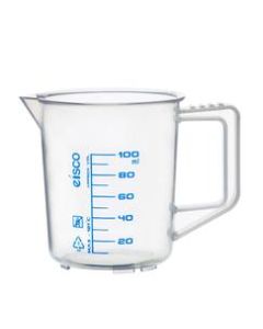 Measuring Jug, 100ml - Polypropylene - Screen Printed Graduations, Spout & Handle for Easy Pouring - Excellent Optical Clarity - Eisco Labs