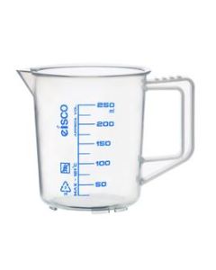 Measuring Jug, 250ml - Polypropylene - Screen Printed Graduations, Spout & Handle for Easy Pouring - Excellent Optical Clarity - Eisco Labs