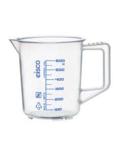 Measuring Jug, 600ml - Polypropylene - Screen Printed Graduations, Spout & Handle for Easy Pouring - Excellent Optical Clarity - Eisco Labs