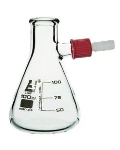 Filtering Flask, 100ml - Integral, Plastic Side Arm - Borosilicate Glass - Heavy Wall, Conical Shape - Eisco Labs