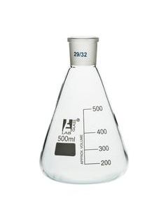 Erlenmeyer Flask, 500ml - 29/32 Joint, Interchangeable - Borosilicate Glass - Conical Shape, Narrow Neck - Eisco Labs
