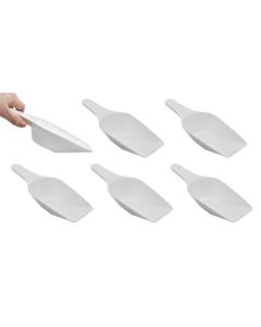 6PK Scoops, 250ml (8.5oz) - Polypropylene Plastic - Flat Bottom - Excellent for Measuring & Weighing - Autoclavable - Eisco Labs