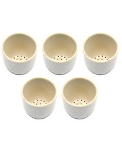 5PK Gooch Crucibles, 30ml - Glazed Porcelain, Unglazed Rim & Bottom Suface - Eisco Labs