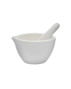 Porcelain Mortar & Pestle Set, 2oz (60ml) - Unglazed Grinding Surface - Excellent for Kitchen or Laboratory - Grinds Powdered Chemicals, Herbs & Spices - Pill Crusher - White - Eisco Labs