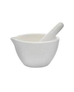 Porcelain Mortar & Pestle Set, 5oz (150ml) - Unglazed Grinding Surface - Excellent for Kitchen or Laboratory - Grinds Powdered Chemicals, Herbs & Spices - Pill Crusher - White - Eisco Labs