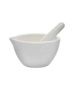 Porcelain Mortar & Pestle Set, 9oz (275ml) - Unglazed Grinding Surface - Excellent for Kitchen or Laboratory - Grinds Powdered Chemicals, Herbs & Spices - Pill Crusher - White - Eisco Labs