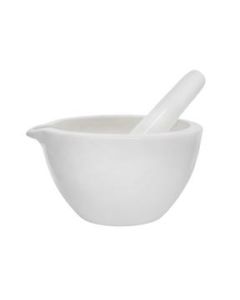 Porcelain Mortar & Pestle Set, 18oz (550ml) - Unglazed Grinding Surface - Excellent for Kitchen or Laboratory - Grinds Powdered Chemicals, Herbs & Spices - Pill Crusher - White - Eisco Labs