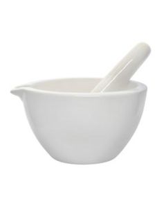 Porcelain Mortar & Pestle Set, 30oz (900ml) - Unglazed Grinding Surface - Excellent for Kitchen or Laboratory - Grinds Powdered Chemicals, Herbs & Spices - Pill Crusher - White - Eisco Labs