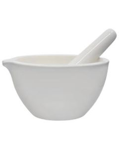 Porcelain Mortar & Pestle Set, 67oz (2000ml) - Unglazed Grinding Surface - Excellent for Kitchen or Laboratory - Grinds Powdered Chemicals, Herbs & Spices - Pill Crusher - White - Eisco Labs