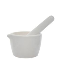 Porcelain Mortar & Pestle Set, 1.7oz (50ml) - Heavy Duty - Unglazed Grinding Surface - Excellent for Kitchen or Laboratory - Grinds Powdered Chemicals, Herbs, Spices, Pills - White - Eisco Labs