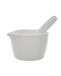 Porcelain Mortar & Pestle Set, 5oz (150ml) - Heavy Duty - Unglazed Grinding Surface - Excellent for Kitchen or Laboratory - Grinds Powdered Chemicals, Herbs, Spices, Pills - White - Eisco Labs