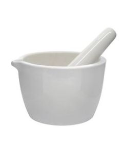 Porcelain Mortar & Pestle Set, 13.5oz (400ml) - Heavy Duty - Unglazed Grinding Surface - Excellent for Kitchen or Laboratory - Grinds Powdered Chemicals, Herbs, Spices, Pills - White - Eisco Labs