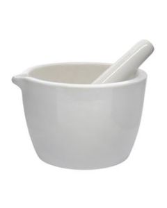 Porcelain Mortar & Pestle Set, 25oz (750ml) - Heavy Duty - Unglazed Grinding Surface - Excellent for Kitchen or Laboratory - Grinds Powdered Chemicals, Herbs, Spices, Pills - White - Eisco Labs