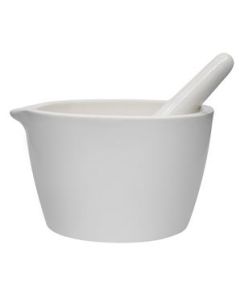 Porcelain Mortar & Pestle Set, 64oz (1900ml) - Heavy Duty - Unglazed Grinding Surface - Excellent for Kitchen or Laboratory - Grinds Powdered Chemicals, Herbs, Spices, Pills - White - Eisco Labs