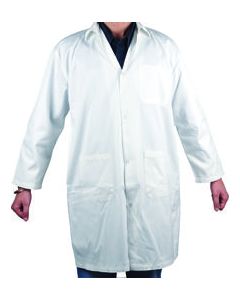 Lab Coat, Large - White Polyester / Cotton Drill, Long Sleeves, 3 Large Pockets - Eisco Labs