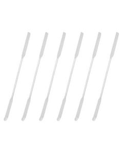 6PK Chattaway Spatulas, 7.9" - Stainless Steel, Polished - Dual Ended, Flat End & Bent End - Eisco Labs