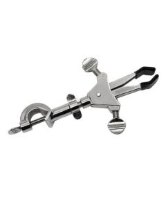 2 Prong Double Adjustable Universal Clamp, Integral Boss Head, Non-Slip Vinyl Coated Rubber Jaws, 7.5"-8" Adjustable Length - Eisco Labs
