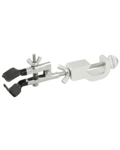 Universal Steel Clamp with Holder - One Flat Jaw, One 'V' Shaped Jaw - Eisco Labs