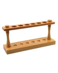Wooden Test Tube Rack - Accommodates 6 Tubes, up to 22mm - 9.75" Wide - Premium Polished Wood Construction - Eisco Labs