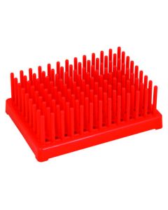 Red Plastic Test Tube Peg Drying Rack Holds 96 13mm Test Tubes - Eisco Labs