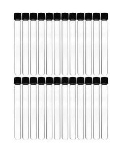 24PK Test Tubes, 20ml - Bakelite Screw Cap with Rubber Liner - Borosilicate 3.3 Glass - 5.9" x 0.6" - Round Bottom - Leak Proof - Eisco Labs