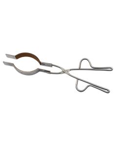 Heavy Duty Beaker Tongs, 12" Long, Cork Lined Jaws, Riveted Joint, Stainless Steel, Hot Beakers with 100mL to 1500mL Capacity - Eisco Labs