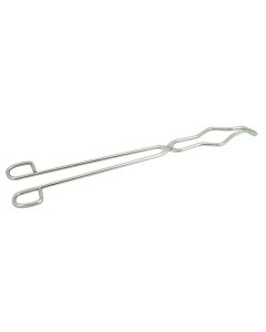 Crucible Tong with Bow, Straight, Serrated Tips, Stainless Steel, 12" Long - Eisco Labs