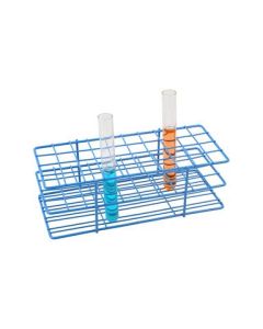 Blue Epoxy Coated Steel Wire Test Tube Rack, 40 Holes, Outer Diameter permitted of tubes 18-20mm or less , 4 X 10 Format