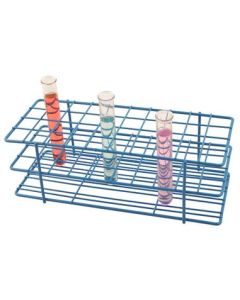 Blue Epoxy Coated Steel Wire Test Tube Rack, 40 Holes, Outer Diameter permitted of tubes 20-22mm or less , 4 X 10 Format